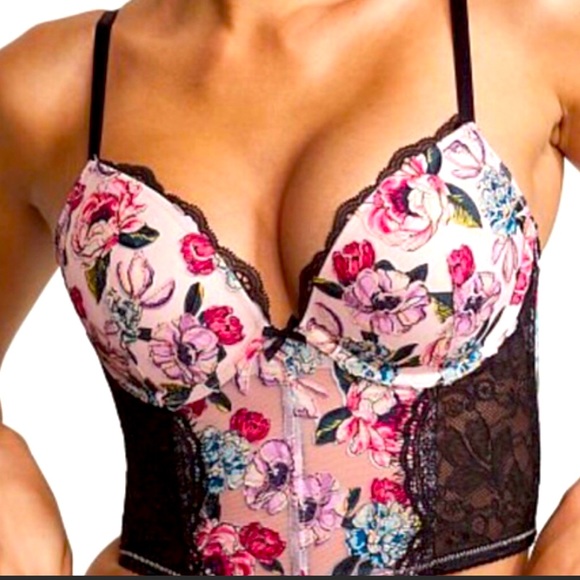 NWT Victoria’s Secret’s 38DD Very Sexy Floral Embroidery Push-Up Padded Bustier
